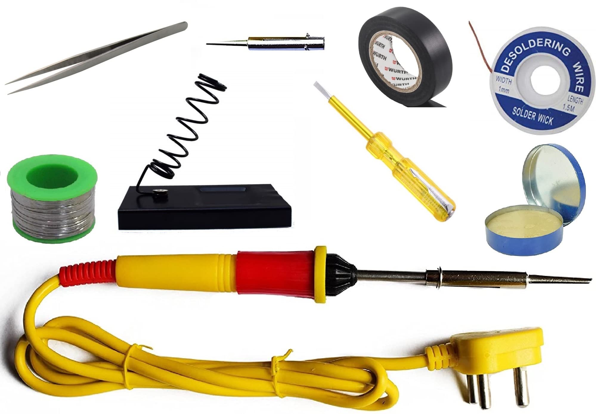 ALDECO: (9 in 1) Soldering Iron Tool Kit (25 W) | Iron | Wire | Flux | Wick | Stand | Tester | Tweezer | Tape | Bit (B0B59K68B9) Amazon Price History, Amazon Price Tracker