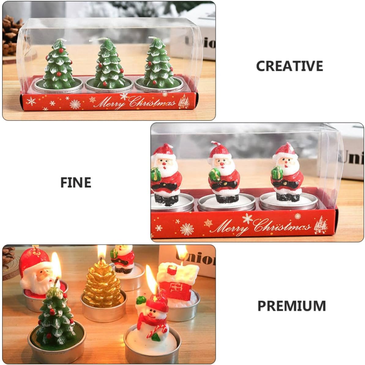 9pcs Xmas Candle Ornament Parrafin Festive Christmas Table Accent