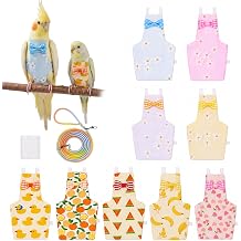 9 Pcs Reusable Bird Diaper, Cute Parrot Flight Suit with Leash & Diaper Pads, Washable Bird Nappy Clothes with Adjustable Straps for Cockatiel, Sun Conure, Green Cheek & Medium ParrotsSize M