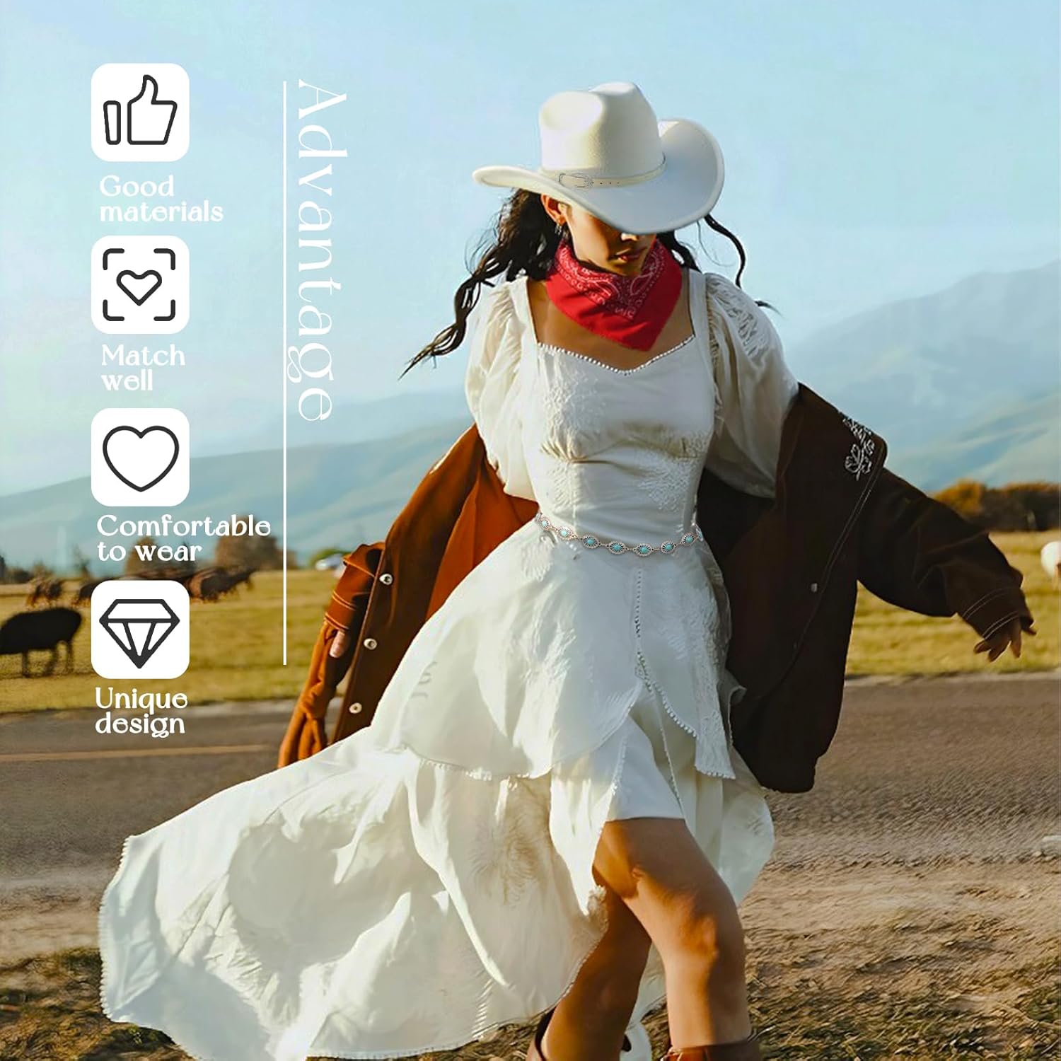 Classic Western Cowboy Hat for Men & Women, Felt Cowgirl Hat with Two Decorative Bands, ，Wide Brim， All-Season Wear - Image 4