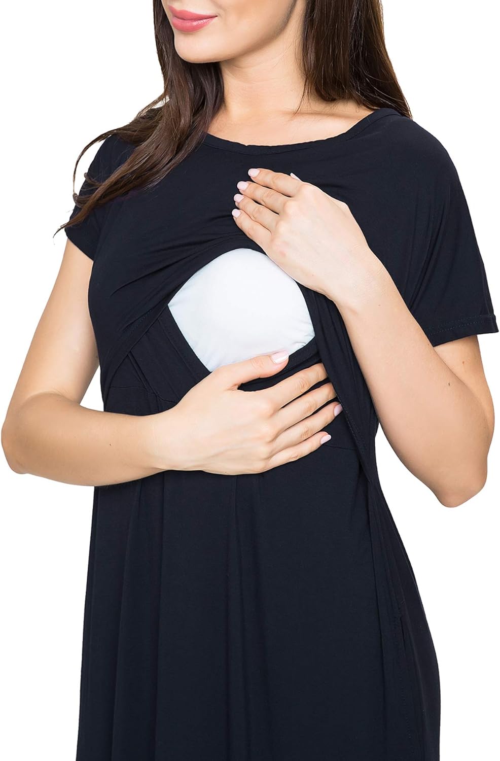 Smallshow Women's Maternity Nursing Dresses Split Long Dress for Breastfeeding - Image 3