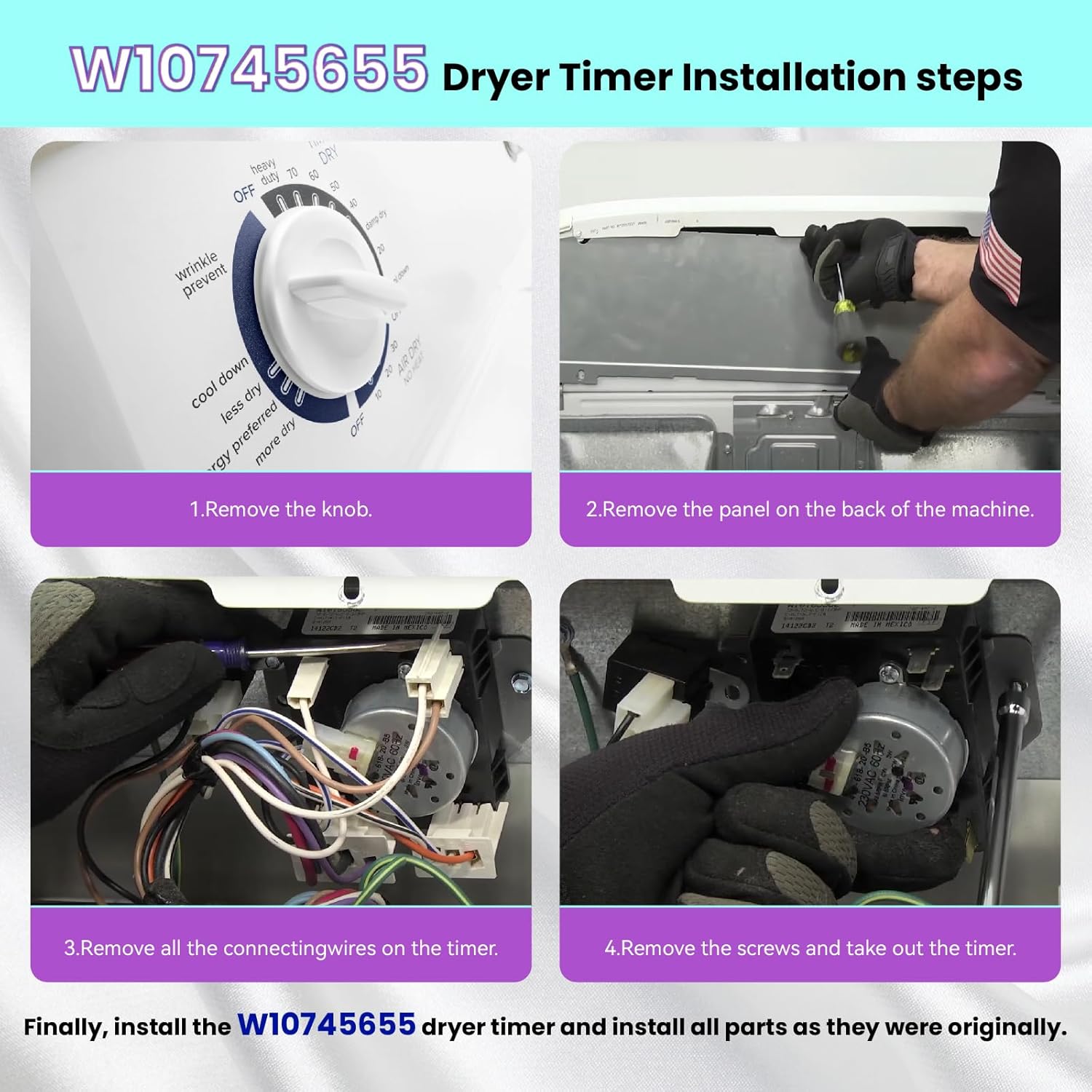 OEM W10745655 Dryer Timer Compatible with Amana Maytag Inglis Roper Dryer. Replaces These Parts: W10857612 W10857612VP 418-619-20-B5 4454384 AP6003908 EAP11731366 PS11731366 FIX11731366