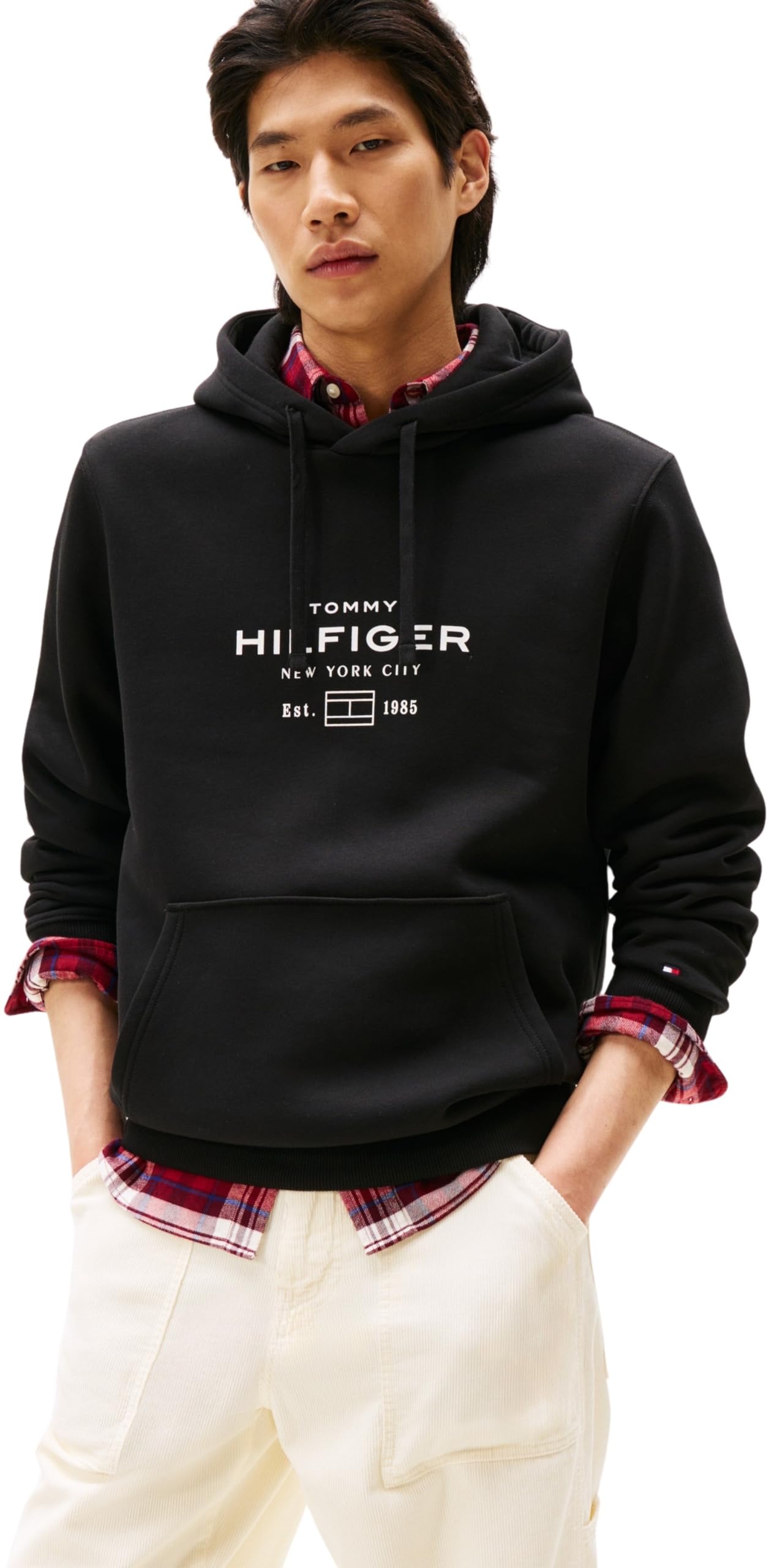 Tommy Hilfiger Men’s Oval Graphic Hoodie with Logo, Black (Black), XXXL