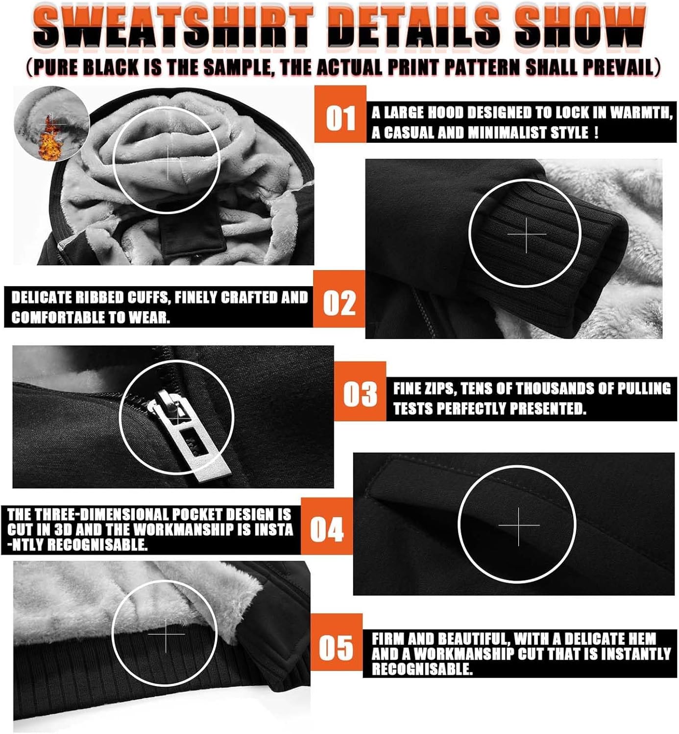 Norse Mythology Fleece Hoodies for Men Viking Tattoo Winter Thick Jackets Sherpa Lined Zip up Sweatshirt with Kanga Pocket