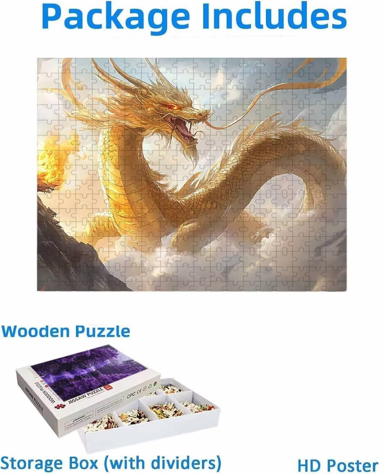 1500 Pezzi di Puzzle, drago giallo 1500 Pezzi di Puzzle per Adulti, Regalo Anniversario, Regalo Natale, Decorazione Della Casa, Prevenzione Della Degenerazione Cerebrale Negli Anziani PjY958 F-L