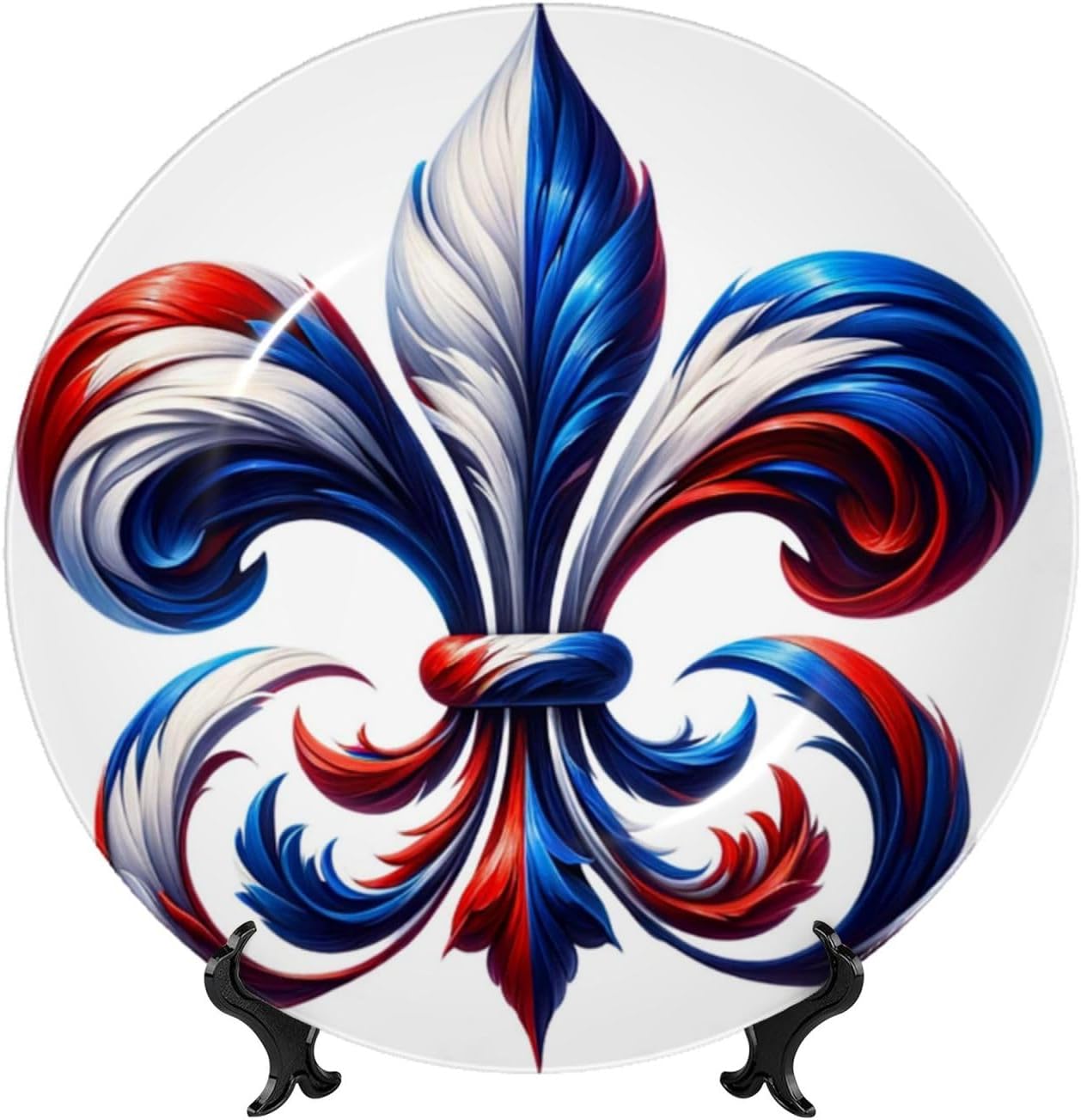 Fleur-De-Lis-French 10 Inch Decorative Plate With Stand, Elegant Display Wall Plate For Home Decor