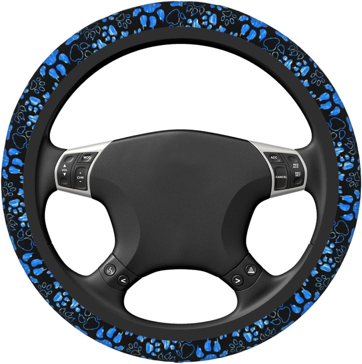 Dog Paw Print Steering Wheel Cover Anti-Slip,Sweat Absorption Universal 15 inch Steering Wheel Covers Cute car Accessories for Men Women