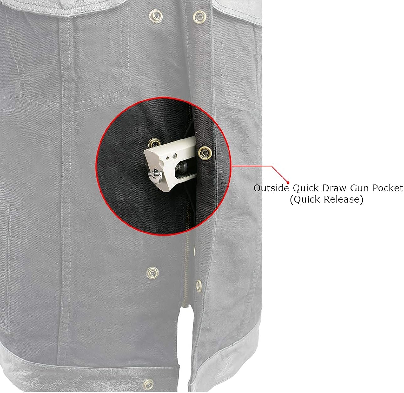 Miniatura 4 de Milwaukee Leather MDM3010 - Chaleco de mezclilla para hombre con ribete de cuero y cremallera oculta