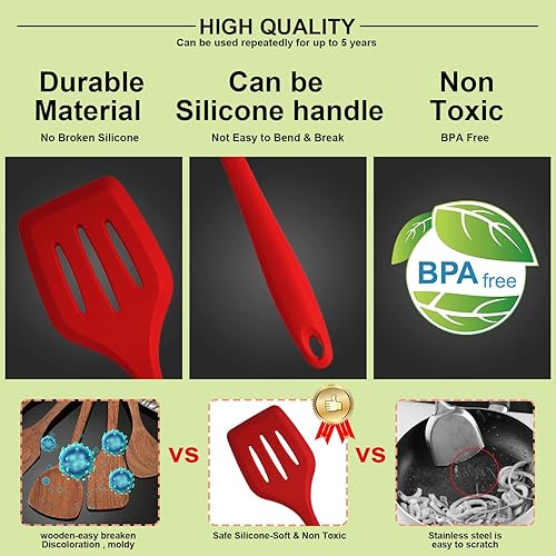 Miniatura 4 de Juego de utensilios de cocina, juego de utensilios de cocina de silicona, utensilios de cocina de silicona antiadherentes, juego de cocina