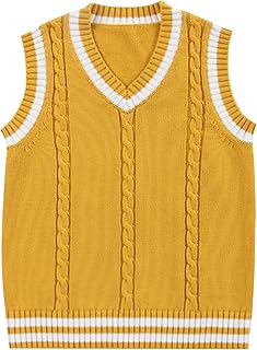 Chaleco de Punto para Niños, Chalecos de Algodón sin Mangas con Cuello en V, Niños Niñas Jerséis de Punto Clásico Estilo Escolar