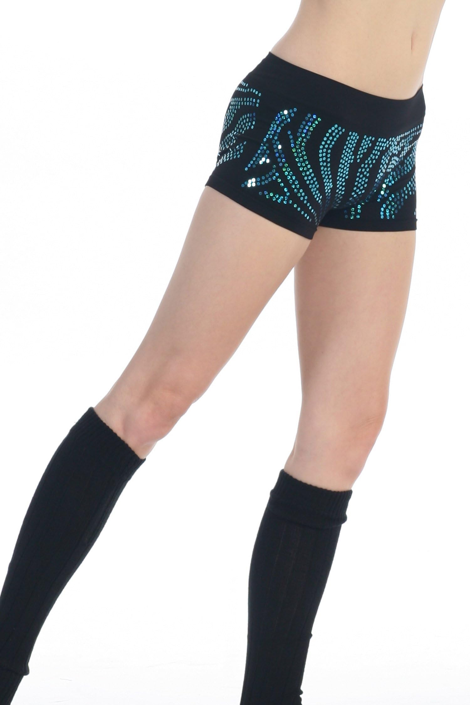 Zebra Sequin Dance Boy Shorts Women's Turquoise Sequin One Size Fits Most