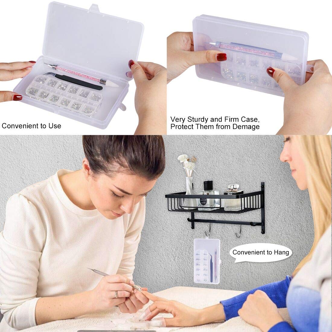 Crystals AB Nail Art Rhinestones Decorations Nail Stones for Nail Art Supplies and Clear Crystal Rhinestones with Pick Up Tweezer and Rhinestone Picker Dotting Pen : Beauty