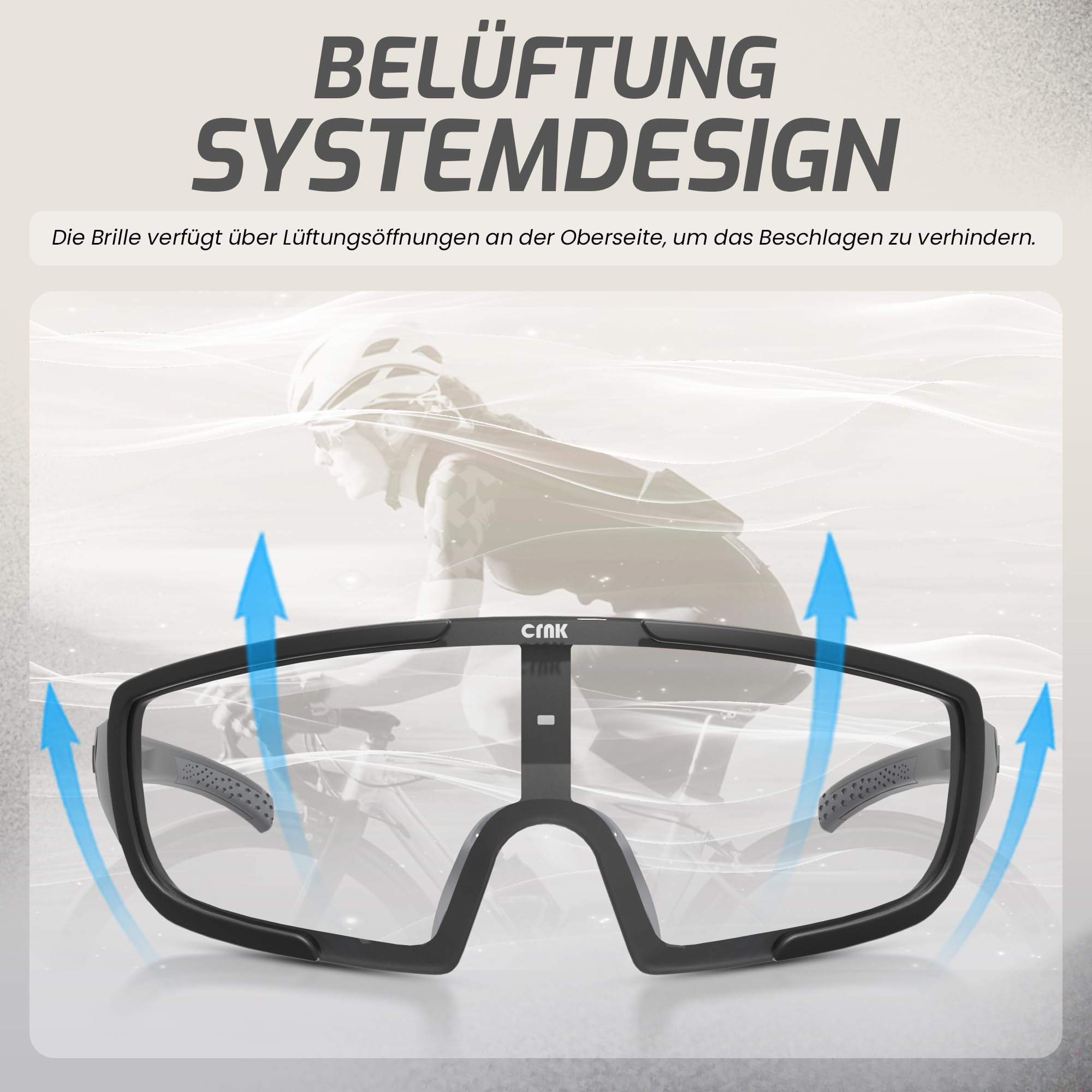 CRNK Vivid Optical 2 okulary sportowe – ultralekkie i wytrzymałe, ochrona UV400, ochrona przed zaparowaniem, opcja fotochromiczna – idealne do jazdy na rowerze, MTB, biegania i sportów na świeżym