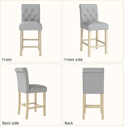 Miniatura 47 de GOTMINSI Juego de 2 taburetes de bar de 24 pulgadas para isla de cocina, taburetes de bar tapizados de altura de mostrador con decoración copetuda,