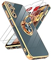 Vista 24 de LeYi para Funda de Teléfono Samsung Galaxy A13-5G: Protector de Pantalla de Vidrio Templado, Soporte Magnético Giratório de Anillo 360°, Borde Negro