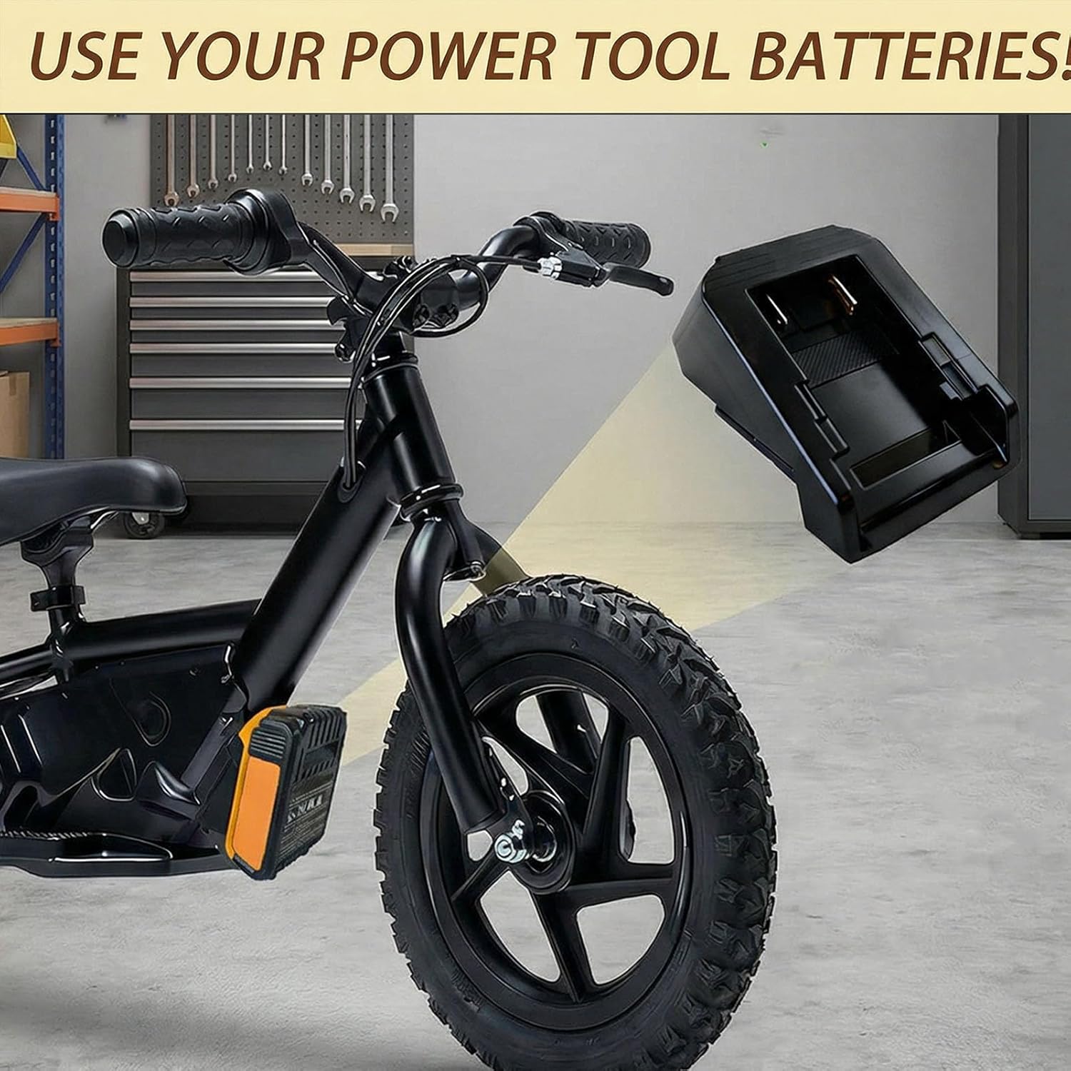 Battery Adapter for Stacyc 12e and 16e Drive Electric Bikes,for DeWalt 20V Max Batteries , Plug & Play Battery Conversion Kit with Maximum Wheel Clearance, Upgrade for Longer Ride Time (Adapter Only)