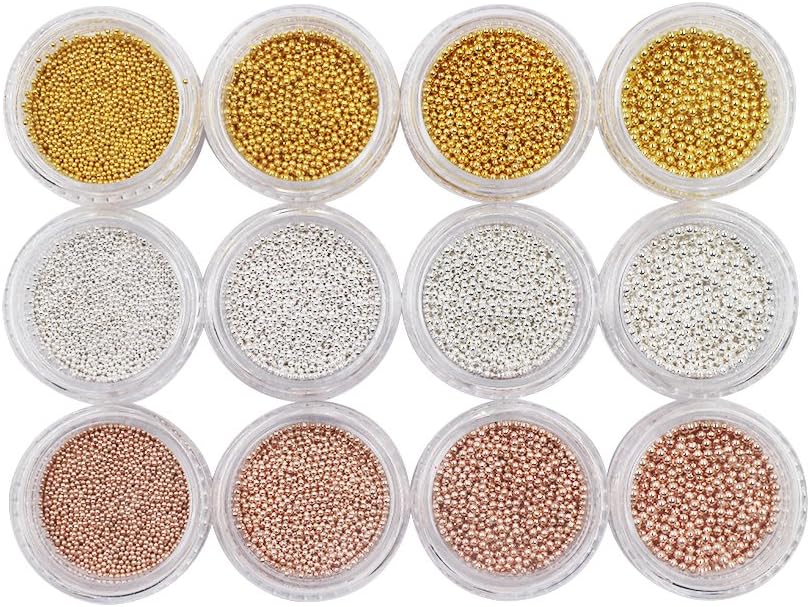 Nail Art Metal Mini Steel Ball 3D Caviar Decoration Manicures Bead 12Pots