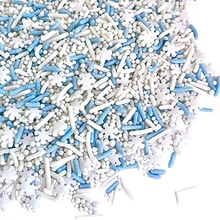 Manvscakes, Natural Sprinkles, No Artificial Dyes, Snowflake Edible Sprinkles, Holiday Cake Decorations, Dessert, Cookies, 3 ounces, Christmas Sprinkles, Winter Baking, Gluten Free, Blue Sprinkle