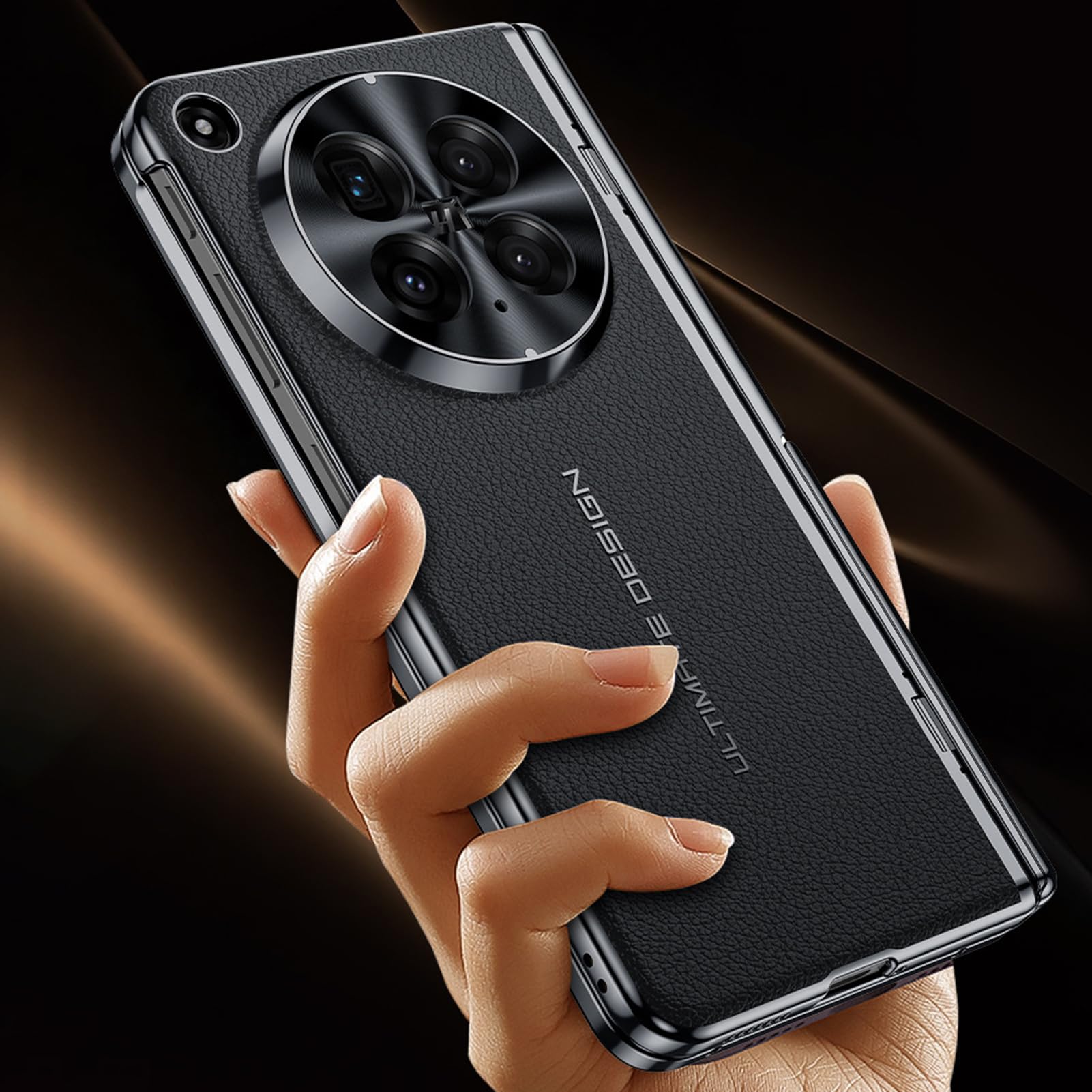 Etui platerowane do Oppo Find N6, ochrona ekranu zapobiegająca podglądaniu luksusowy futerał na aparat odporny na wstrząsy skórzany pokrowiec na podpórkę, szary, N6