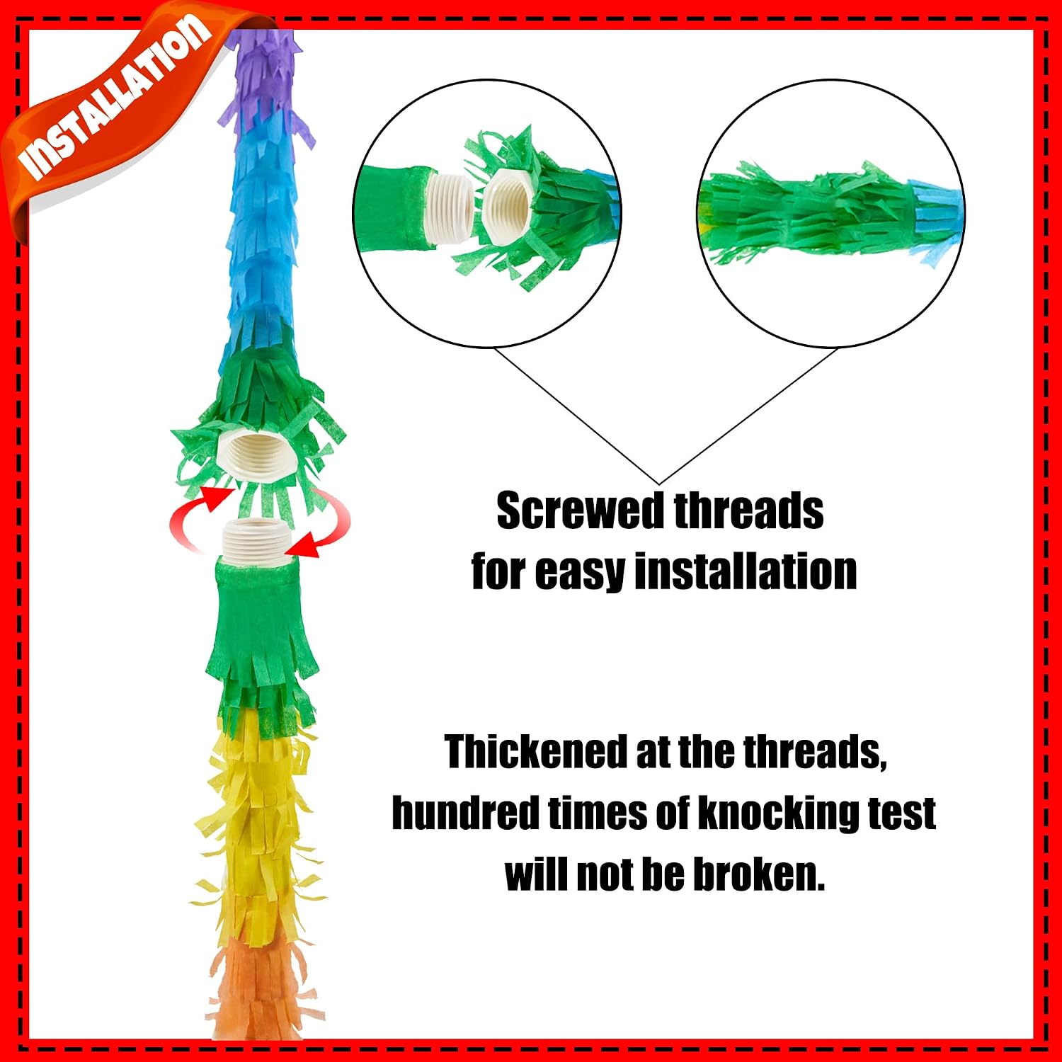 PCFING 30 Inch Piñata Stick Kit Rainbow Very Sturdy Will Not Break, Suitable for Boys Girls Adults Can Have Fun at Any Party