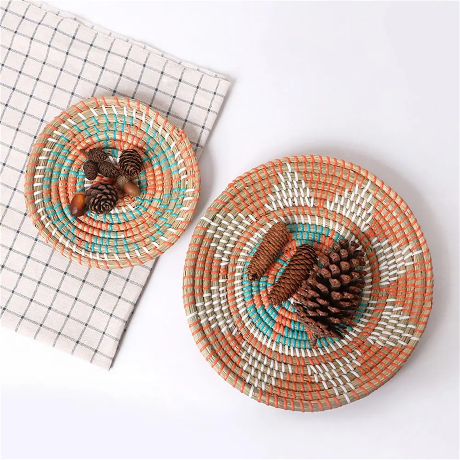 Decoración de Pared de Mimbre de Hierba, Cesta de Flores de Pared Redonda, Colgante de Pared, Placa Decorativa de ratán, artesanía, decoración Colgante de Pared Decoración de Pared