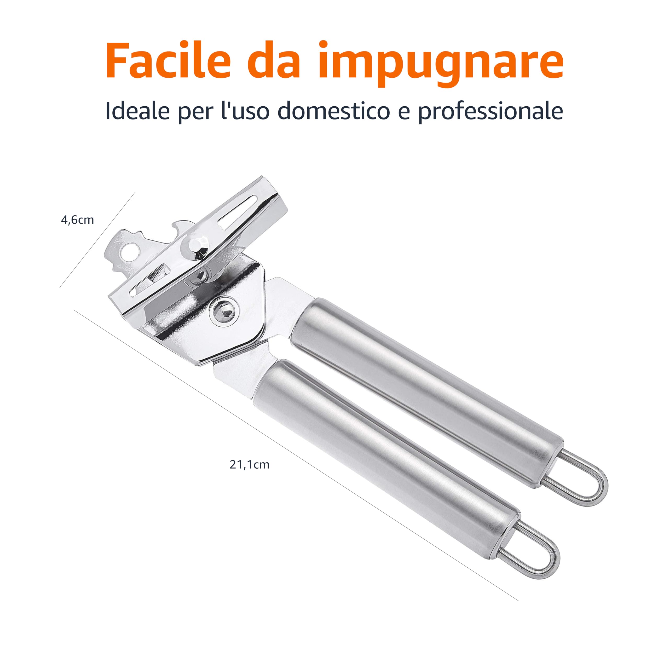 Amazon Basics Apriscatole manuale 3 in 1 in acciaio inossidabile con gancio