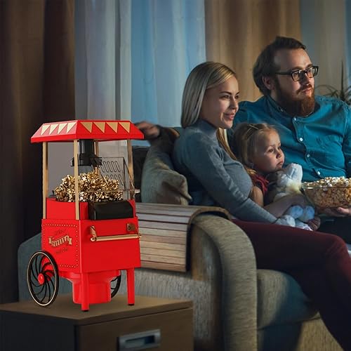 Miniatura 9 de ARLIME Carro para hacer palomitas de maíz, máquina de popping de encimera de estilo vintage con taza medidora de grano, 12 tazas, sin aceite, 1200