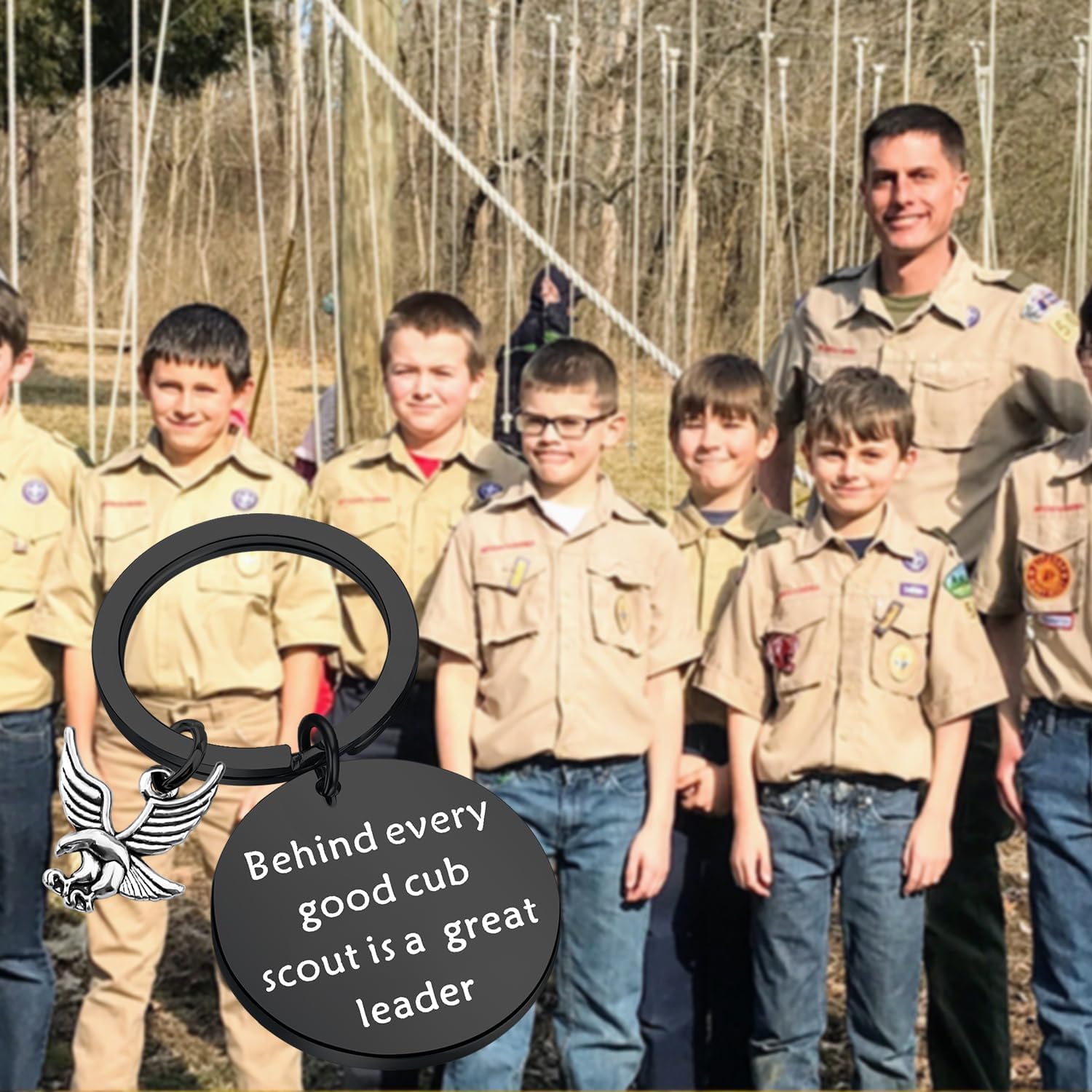 PLITI Scout Gifts Behind Every Good Cub Scout Is A Great Leader Keychain Key Ring Cub Scout Leader Gift - Image 7