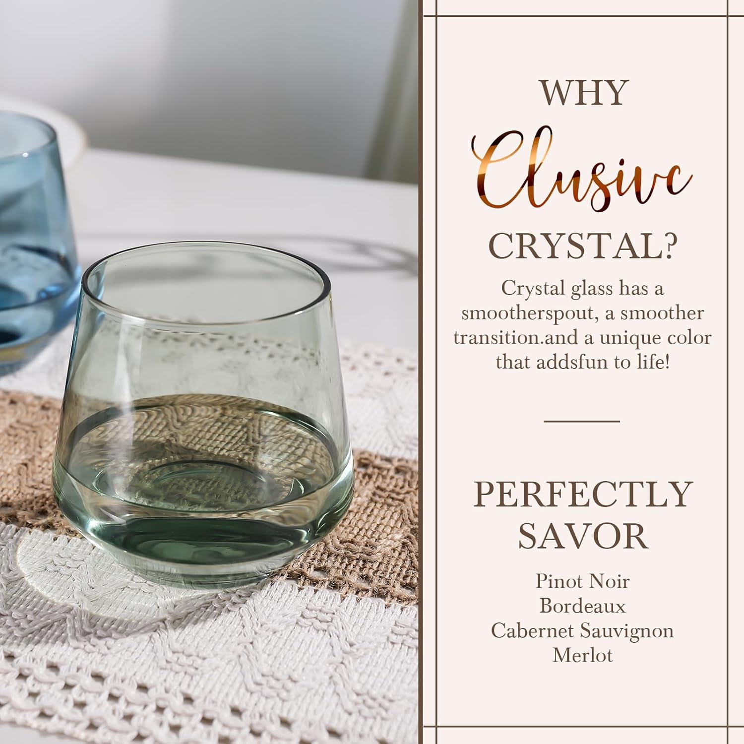 Physkoa Colored Stemless Wine Glasses Set of 6 - Colorful Crystal Glassware, Goblet Cocktails, Red & White, Dinner Color Beautiful, Classic Stemless Design 14oz New Year Gifts - Image 4