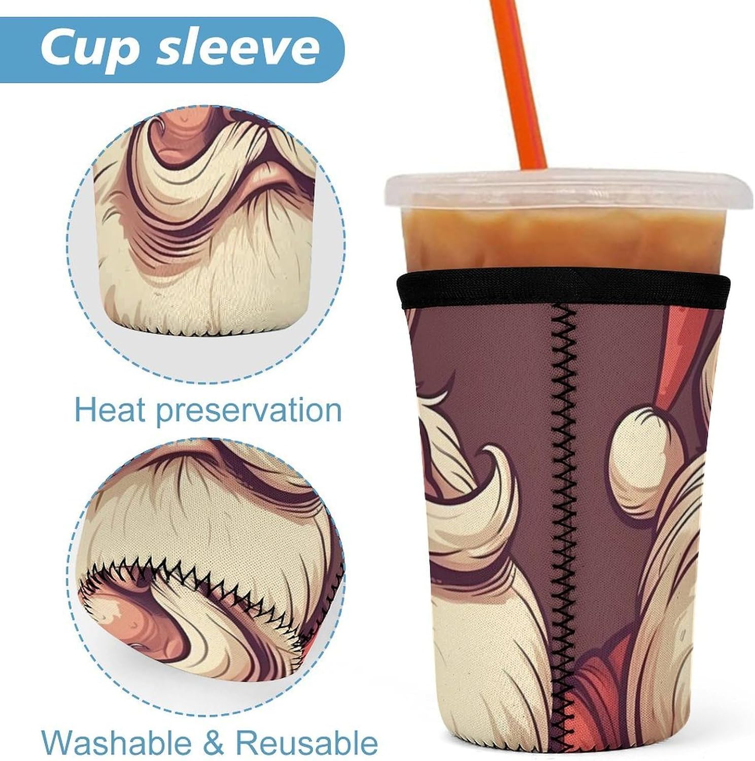 3 Pack Neoprene Cup Sleeves, Stretchy Reusable Drink Cup Cover Universal