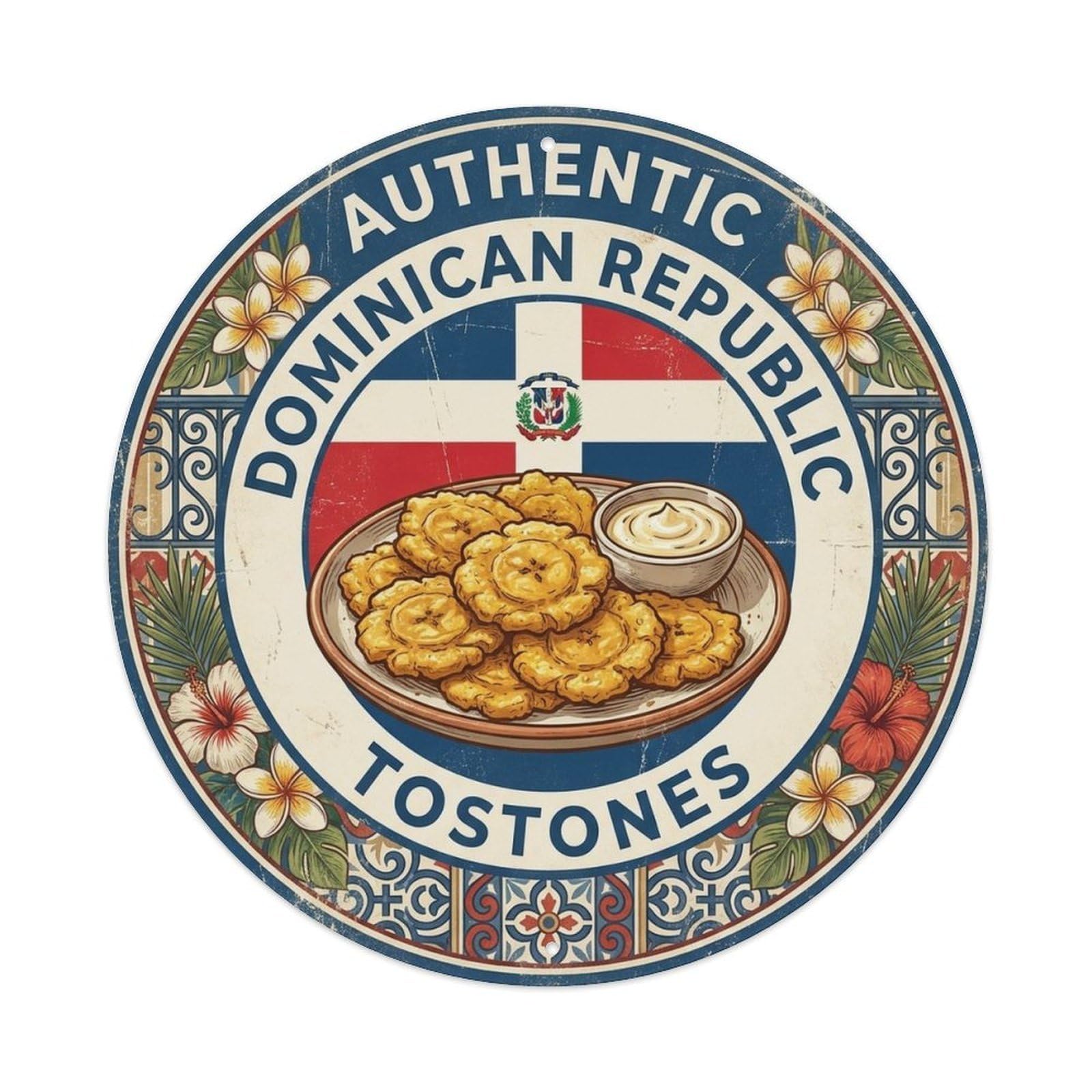 Dominican Republic Travel Tostones Plantain Snack Metal Tin Sign