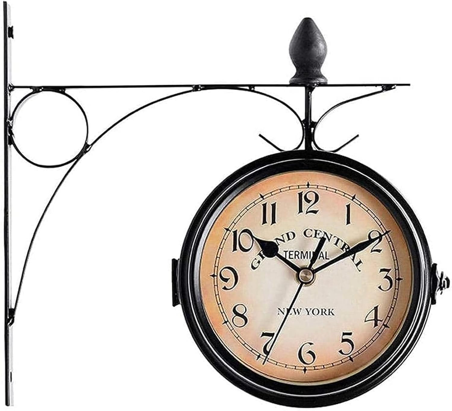 Wall Clock Art Clock Weatherproof Outdoor Wall Clock, Double-Sided Garden Wall Clocks, Outdoor Iron Garden Ornaments, Easy to Read Precise Timing Wall Decor Clock