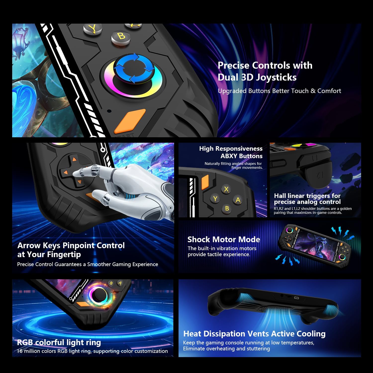 RG52MINI Retro Handheld Game Console, 5.5 Inch IPS Screen, Portable Dual System, 64GB Support 30+ Emulator&22000+ Classic Games, WiFi Networked Fighting, HDMI TV Output, 5000mAh Battery(Green 64GB) 7