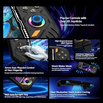 RG52MINI Retro Handheld Game Console, 5.5 Inch IPS Screen, Portable Dual System, 64GB Support 30+ Emulator&22000+ Classic Games, WiFi Networked Fighting, HDMI TV Output, 5000mAh Battery(Black 64GB)