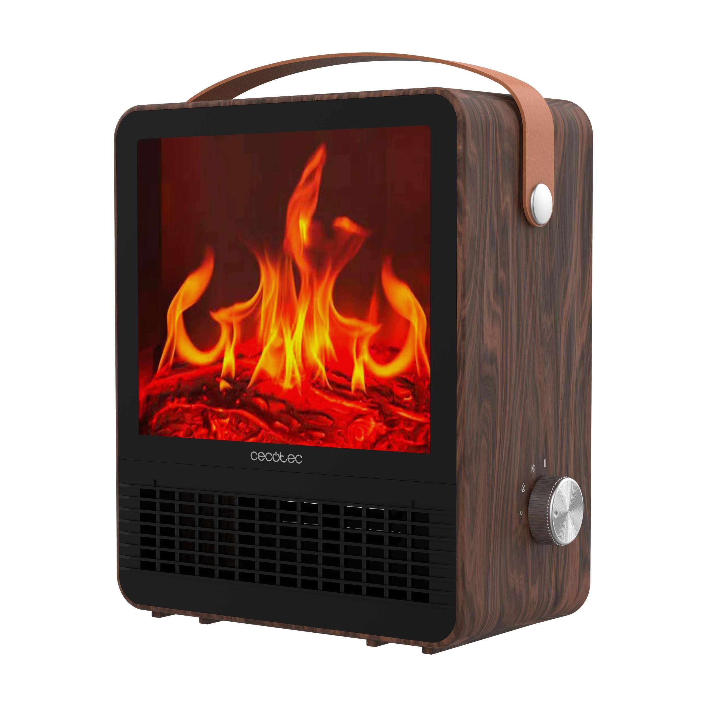 Cecotec Riscaldatore Caminetti Elettrici ReadyWarm 1500 Ceramic Flames. 1500W, in ceramica con Effetto Fiamma, Fino a 15m², 2 modalità di funzionamento, Silenzioso, Spegnimento Automatico