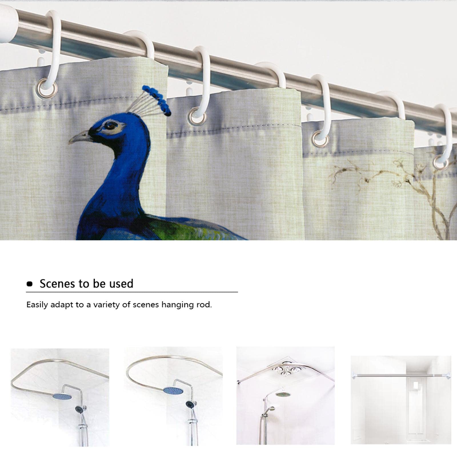 Tenda Doccia Con Pavone Colorato 70x80 Cm – Set Con 12 Ganci, Impermeabile E Lavabile