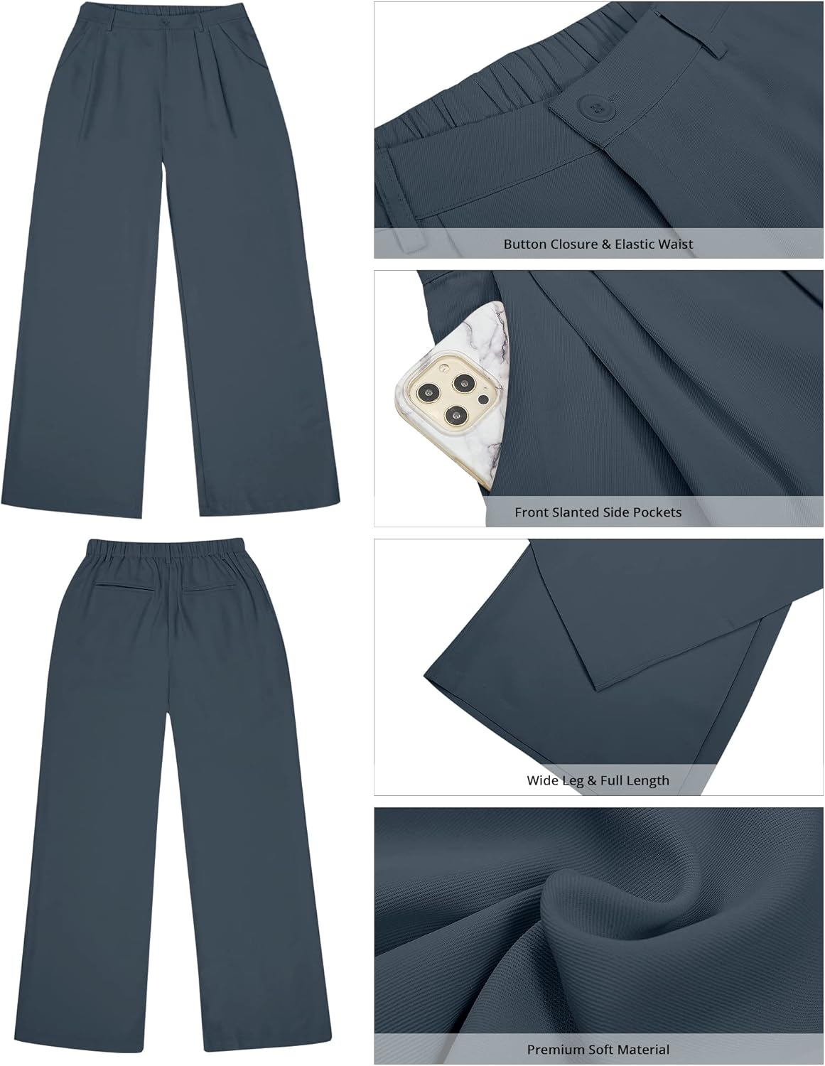 GRAPENT Wide Leg Pants for Women Work Business Casual High Waisted Dressy Pants Flowy Trousers Office - Image 6