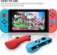 Vista 5 de Protective Case Compatible with Nintendo Switch Joy-Con Controller with Thumb Caps, SENHAI 2 Pack Anti-Slip Silicone Grips Covers with 16 Thumb