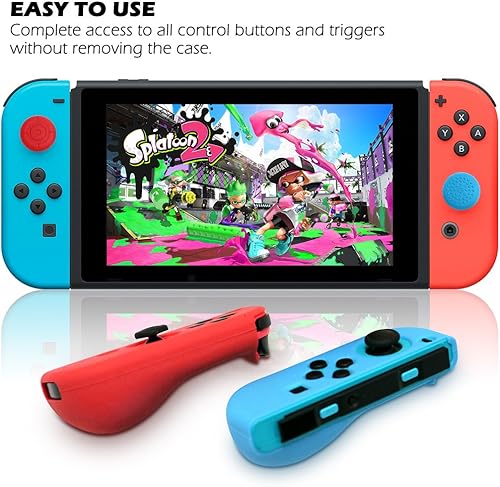 Miniatura 5 de Protective Case Compatible with Nintendo Switch Joy-Con Controller with Thumb Caps, SENHAI 2 Pack Anti-Slip Silicone Grips Covers with 16 Thumb