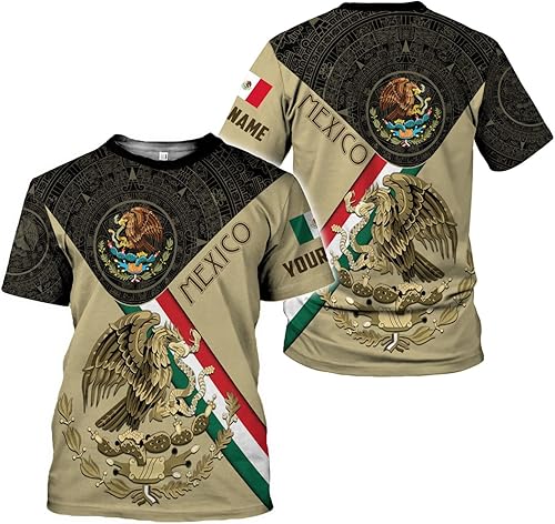 Miniatura 2 de Camisas mexicanas con nombre personalizado para hombres 3D, camisas de México personalizadas para hombres, camisas de México para mujeres, camisa