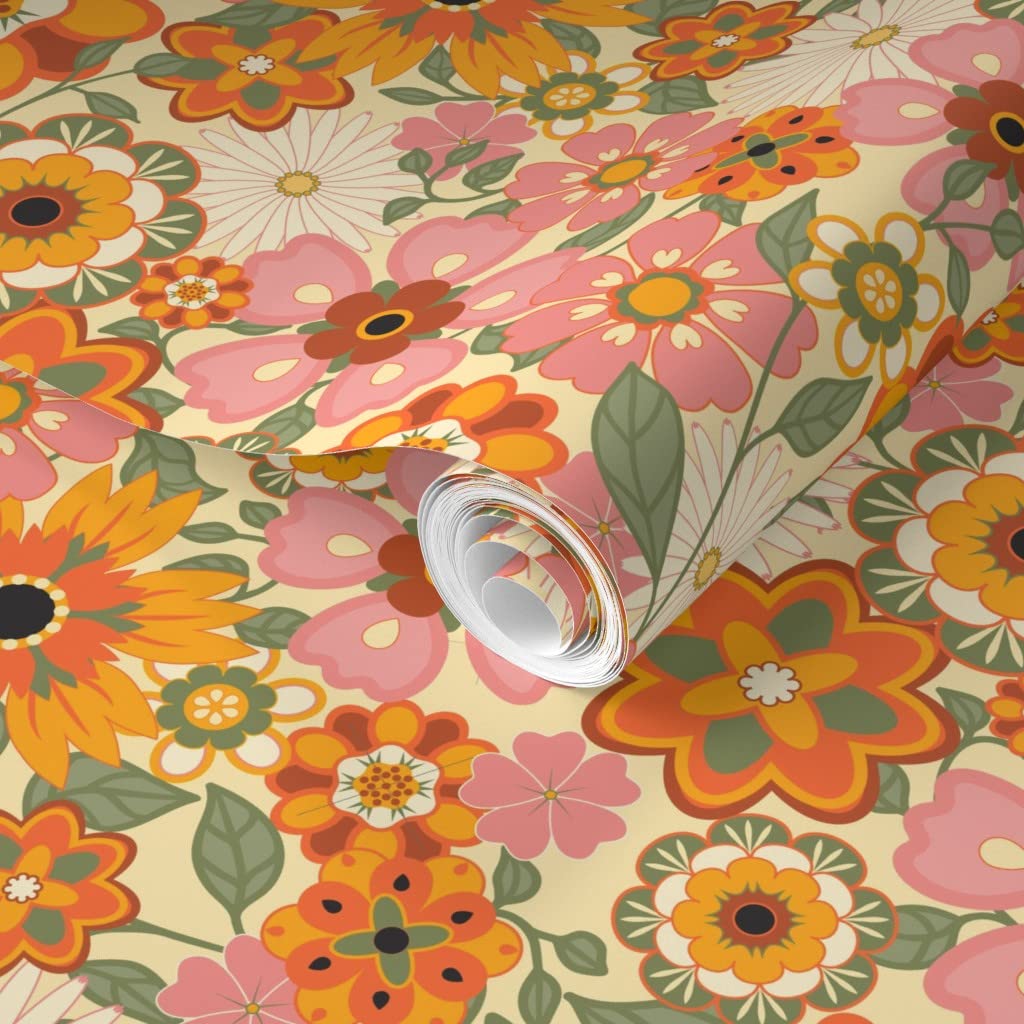 Peel & Stick Wallpaper – Retro Flower Power Design, 9ft X 2ft, Removable & Repositionable - View #3