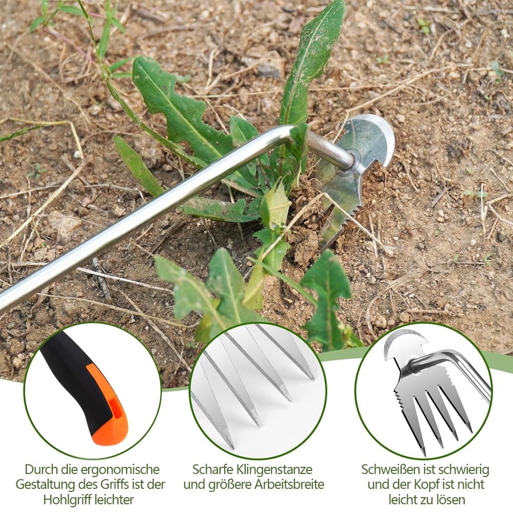 Sarchiatrice Manuale NICAVKIT 2 Pezzi - In Acciaio Inox Con Manico Legno Per Giardinaggio - Foto 9