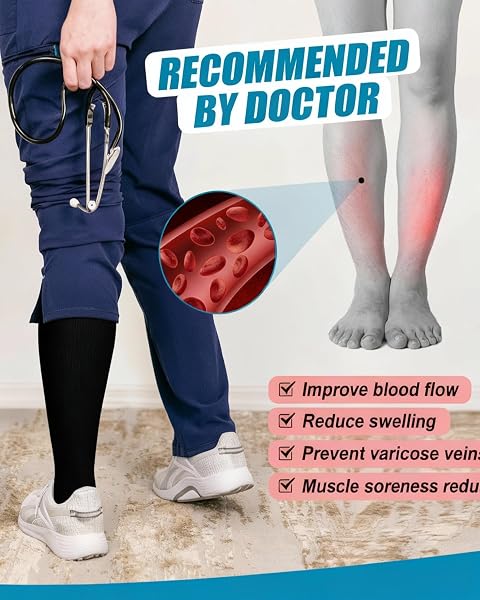 4 Pairs Compression Socks for Women & Men Circulation 15-20 mmHg - Best Support for Nurses, Running - 5