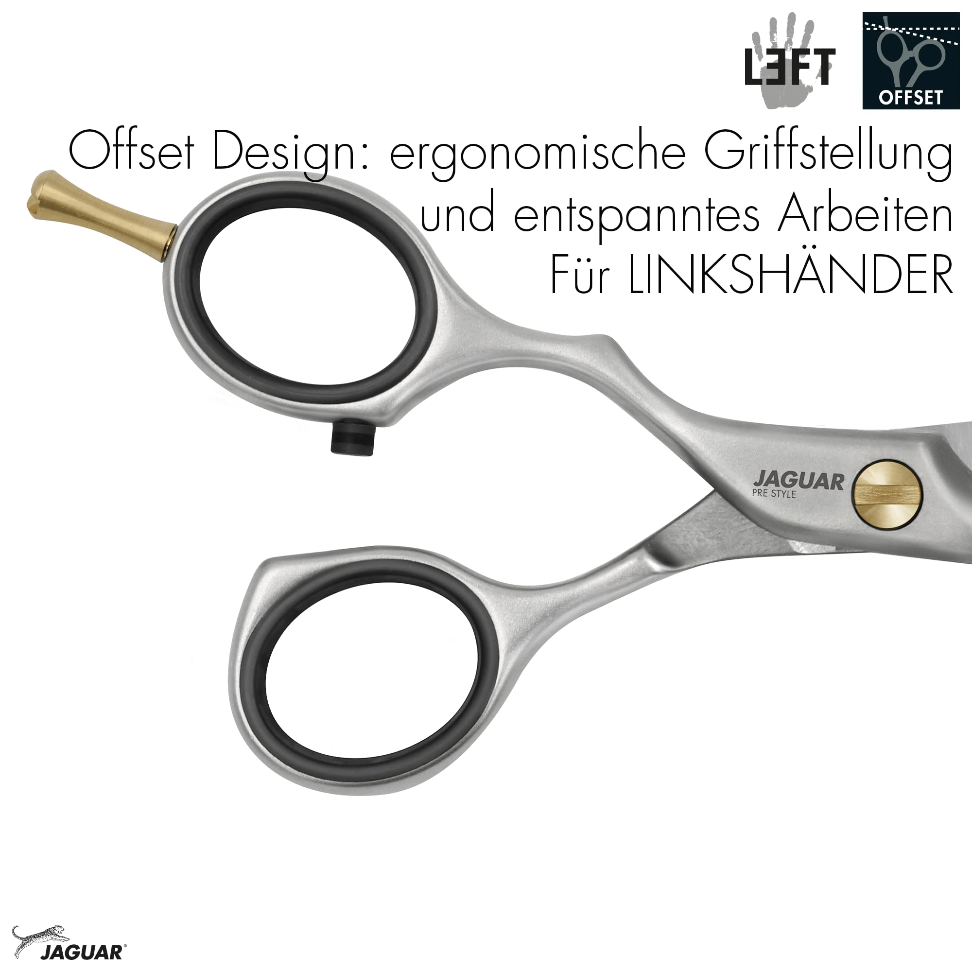JAGUAR Forbici da modellazione PRE STYLE RELAX 40 LEFT 5.25” | Forbici da modellazione per mancini con 40 denti sfalsati | finitura opaca | Made in Germany