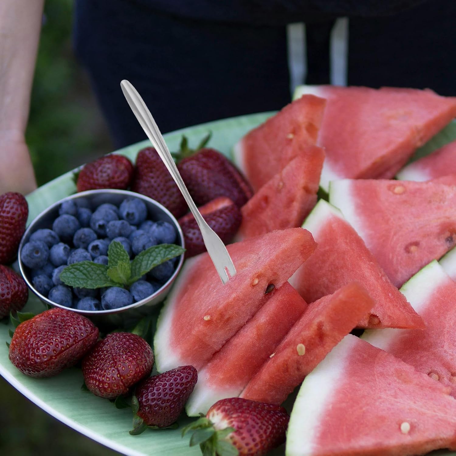 Healifty 2-in-1 Triangle Watermelon Slicer Cutter with Fork