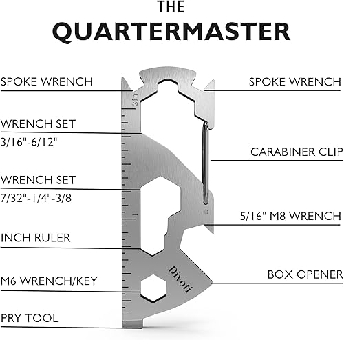 Miniatura 2 de STEEL HAWK - Llavero de mosquetón de intendencia multiherramienta, multiherramienta 17 en 1 con abridor de botellas + herramienta EDC, ciclistas,