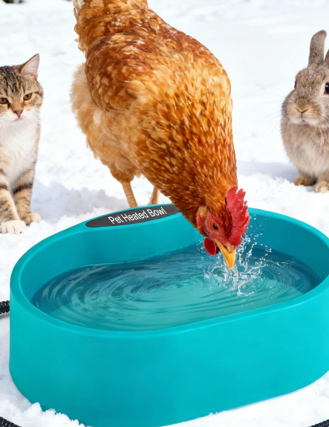 Abreuvoir chauffant à poulet de 3,543 g pour poules, canards, oies - Résistant à l'hiver - Abreuvoir chauffant automatique pour poulailler - Fini l'eau gelée