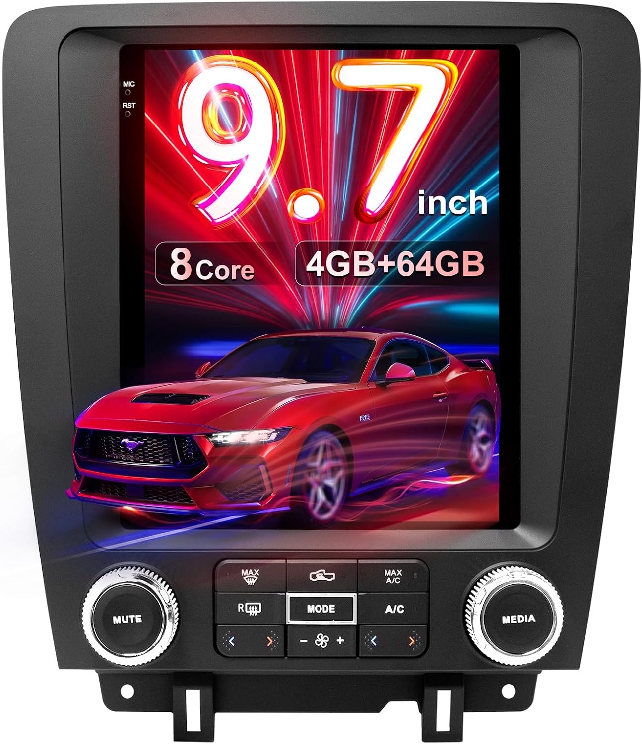（4GB+64GB） Car Stereo Radio Upgrade for Ford Mustang 2010 2011 2012 2013 2014, 9.7" QLED Touch Screen and 1080P Backup Camera, Android 13 Head Unit with CarPlay/Android Auto