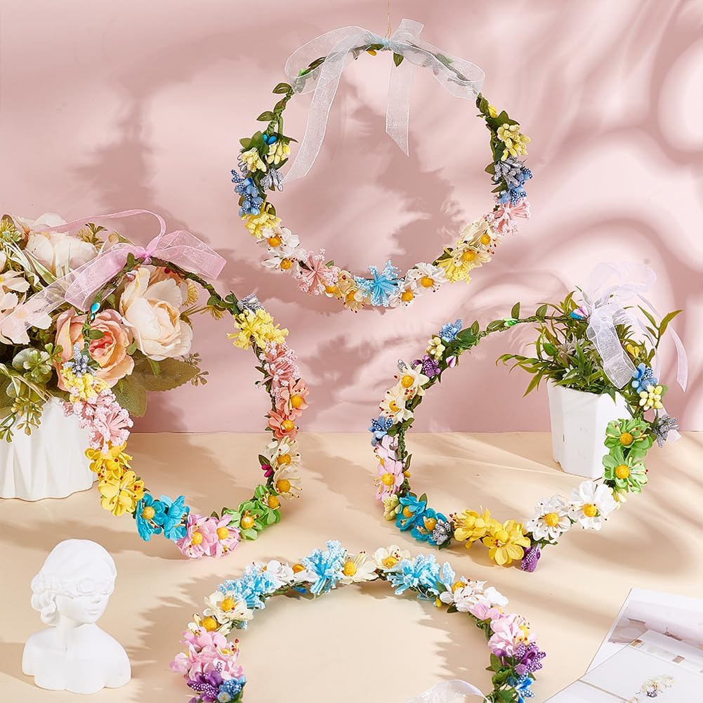 20 Sets Flower Crowns Making Kit, Make Your Own Fairy Crowns Wreath Headbands, Fairy Floral Accessories Handmade for Party Decorations, Headpiece Party Crafts for Teens DIY