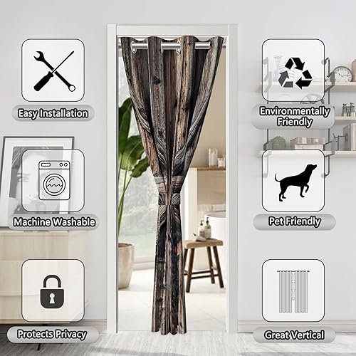 Miniatura 3 de Cortinas opacas de madera para puertas de granero, cortinas opacas de madera rústica para armario de dormitorio de niños, aislamiento térmico,